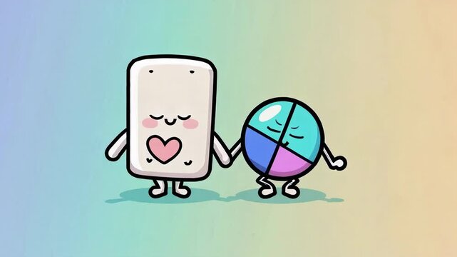 BFF Bandage and Pill | Cute Friendship Between Medicine Characters | Soft Pastel Illustration
