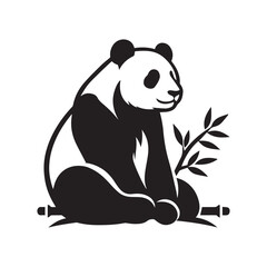 create a panda Silhouette Vector with white background 