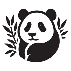 create a panda Silhouette Vector with white background 