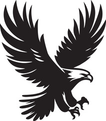 Powerful Flying Eagle Vector – Bird Silhouette with Open Wings, Isolated on White

