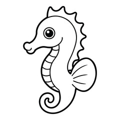 Fototapeta premium Simple seahorse illustration outline vector for coloring books and childrens educational resources