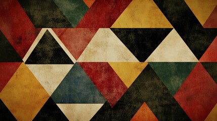 Vintage Geometric Triangle Pattern with Textured Surface and Warm Colors