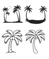 Fototapeta premium Vector illustration design with white background of different tropical coconut angel shapes