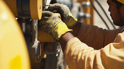 Construction Worker Operating Heavy Machinery