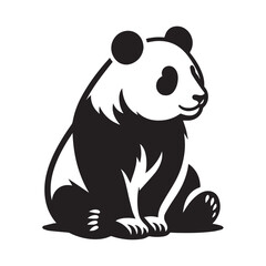 create a panda Silhouette Vector with white background 