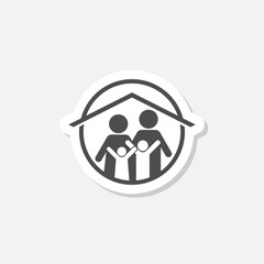 Family protect icon sticker isolated on gray background