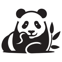 create a panda Silhouette Vector with white background 