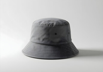 simple casual bucket hat mockup in neutral gray color on blank white studio background

