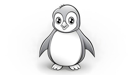 Obraz premium Professional cold gradient cartoon penguin line drawing for diverse design projects