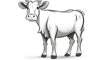 Obraz premium Detailed freehand drawn black and white cartoon cow illustration for various projects