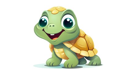 Adorable Cartoon Turtle Character Walking Happily - Vector Illustration