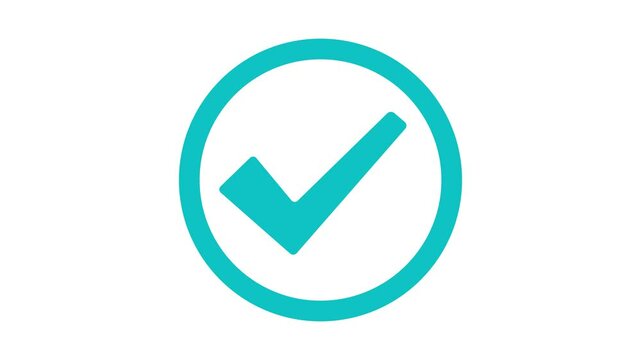 Symbol of check mark inside a circle round animation, symbolizing approval or completion