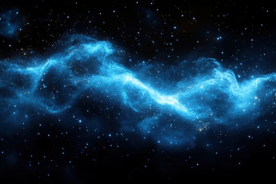 Stunning blue nebula and sparkling stars against the blackness of outer space