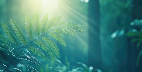 Lush forest foliage bathed in sunlight