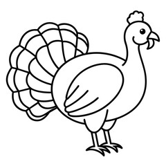 Elegant Turkey in Continuous Line Vector