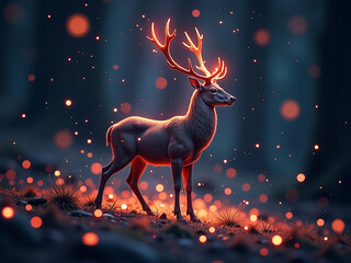 deer, Magic, fairytale fantasy background. Book cover, notebook. Printed products, print on clothes, shopper. Puzzle wallpaper.