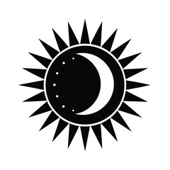 minimal sun moon combo icon vector art silhouette