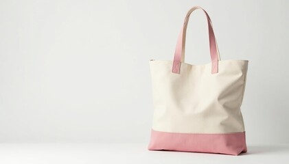 Stylish canvas shopper bag, clean white backdrop, promotional, eco bag