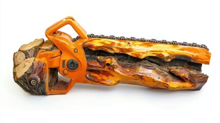 Orange Chainsaw on White Background