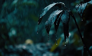 Rainy jungle foliage