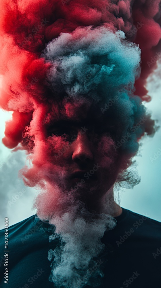 Aufkleber abstract portrait with dramatic color contrasts capturing emotion and intrigue in modern art style