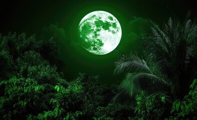 Lush green moonlit jungle