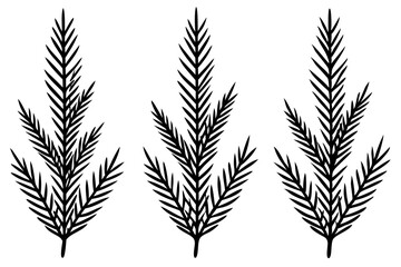 Naklejka premium Fir Branch Sketch Style Vector Set