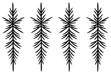 Fir Branch Sketch Style Vector Set