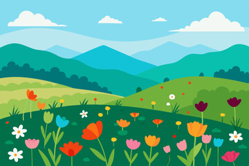 spring landscape with flowers