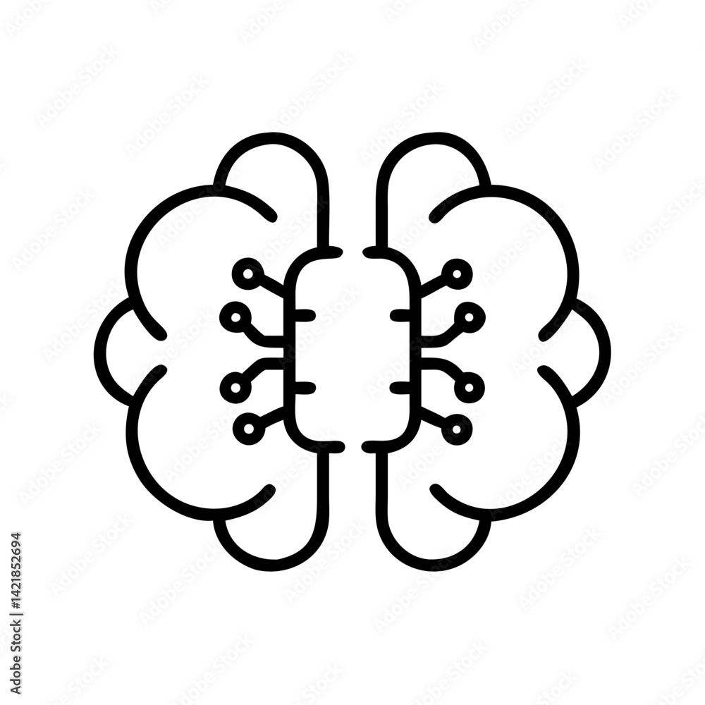 Poster ai brain icon on transparent background for apps and websites