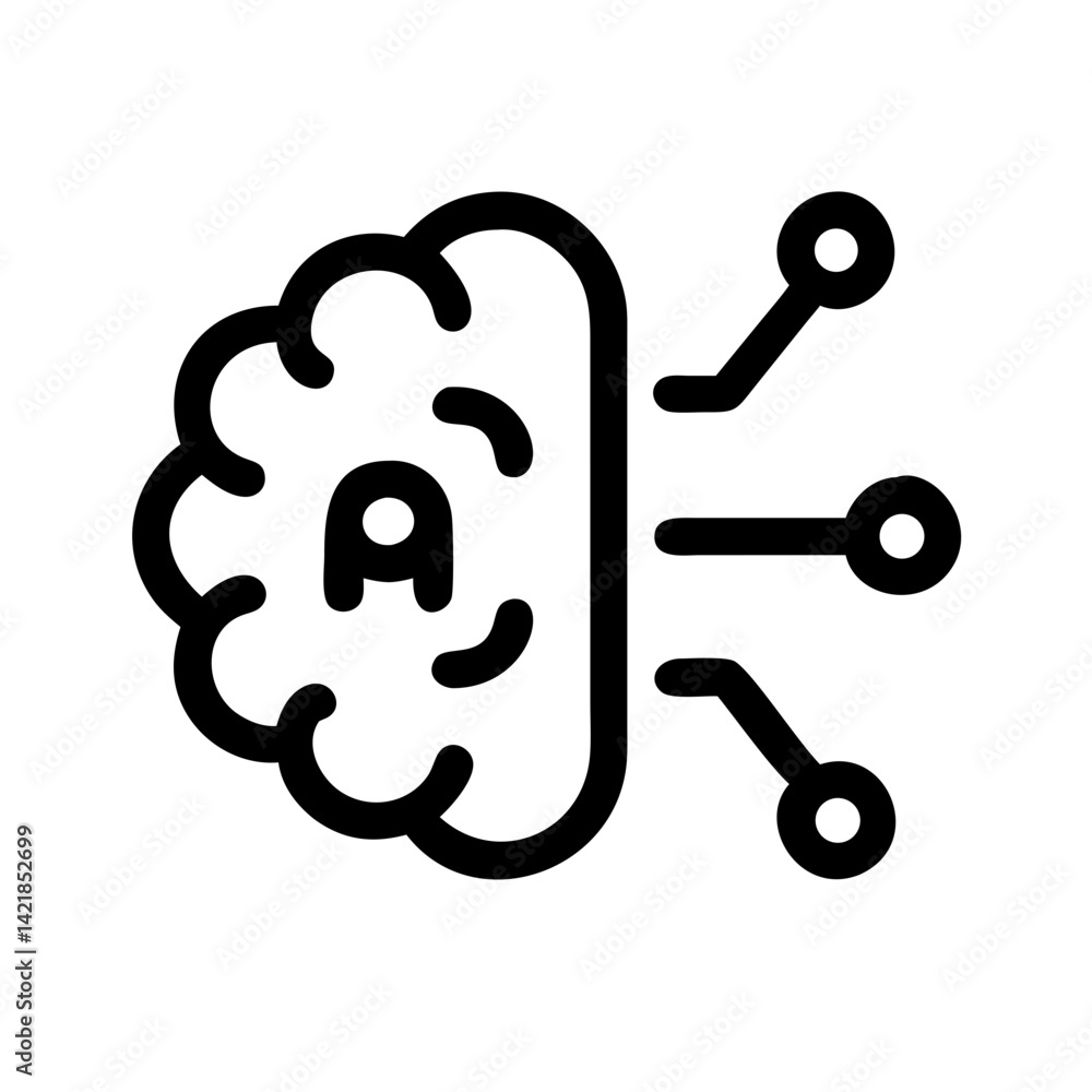 Poster ai brain icon on transparent background for apps and websites