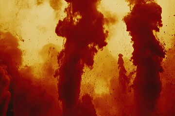 Fiery plumes of color explode