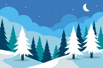 winter landscape with trees and snow