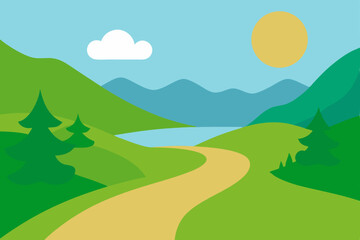 Obraz premium landscape with mountains and blue sky