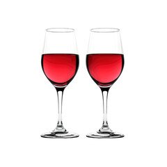 Two Glasses of Red Wine on White Background