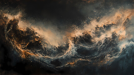 Exploring vibrant textures with charred dust and shimmering canvas. Ether Drift. Illustration