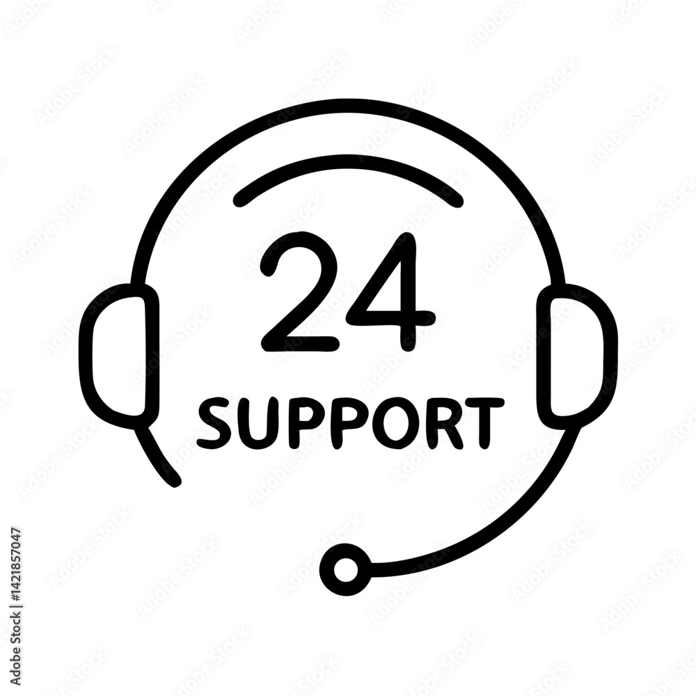 Poster 24 support icon on transparent background for apps and websites