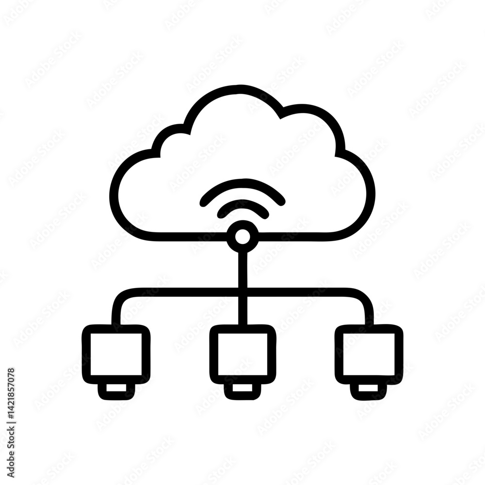 Poster cloud connection icon on transparent background for apps and websites