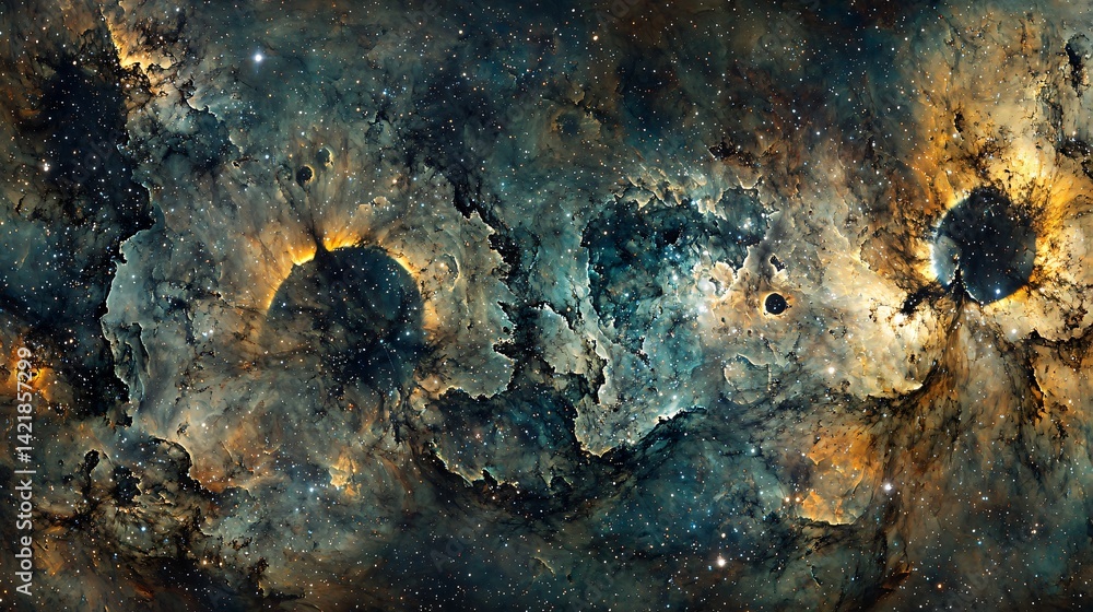 Poster captivating nebula and stars in the sky creating a cosmic scene with dramatic contrast and hidden st