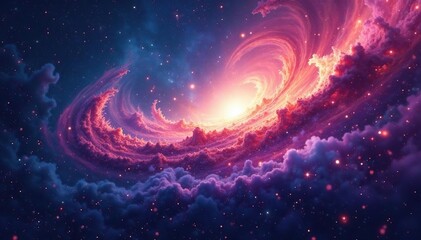 Fototapeta premium Abstract swirling nebula, cosmic dust and gas, endless, fantasy, space