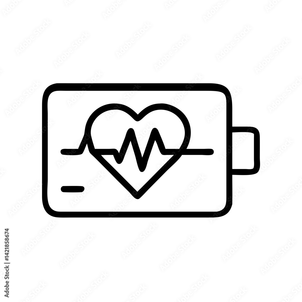 Poster heart rate monitor icon on transparent background for apps and websites