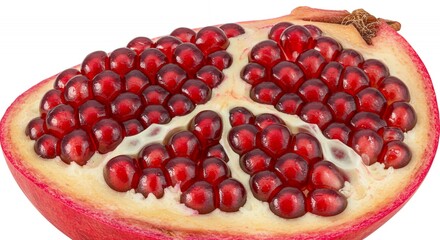 Detailed Botanical Real Shot Isolated White of Pomegranate Punica Granatum Highlighting Seed Structure and Arils for Culinary Designs And Health Visuals
