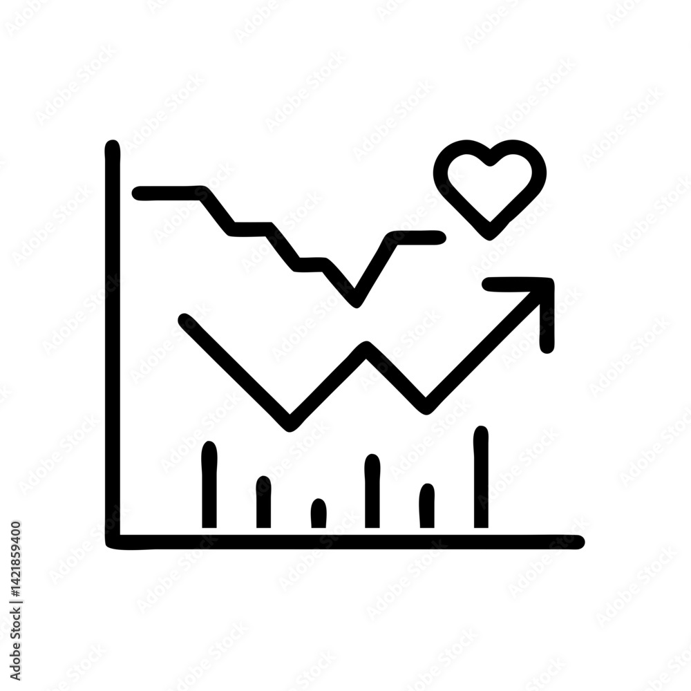 Poster health data chart icon on transparent background for apps and websites