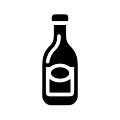 line art wine bottle icon on transparent background for apps and websites