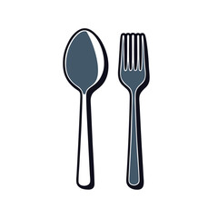 Spoon and fork vector, simple cutlery illustration
