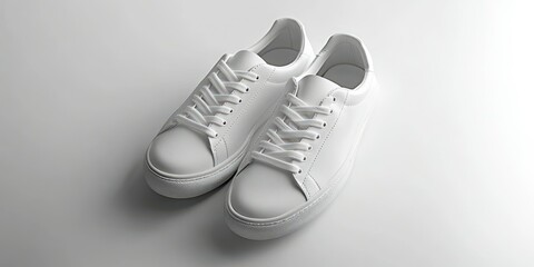 Fresh white sneakers displayed on a minimalist background, perfect for fashion enthusiasts and casual wear lovers