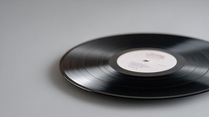 vintage vinyl record in close-up resting gently against neutral background