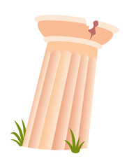 Greek or roman building. European architecture. Famous ancient architecture. Historical landmark. Cartoon outdoor museum flat vector illustration