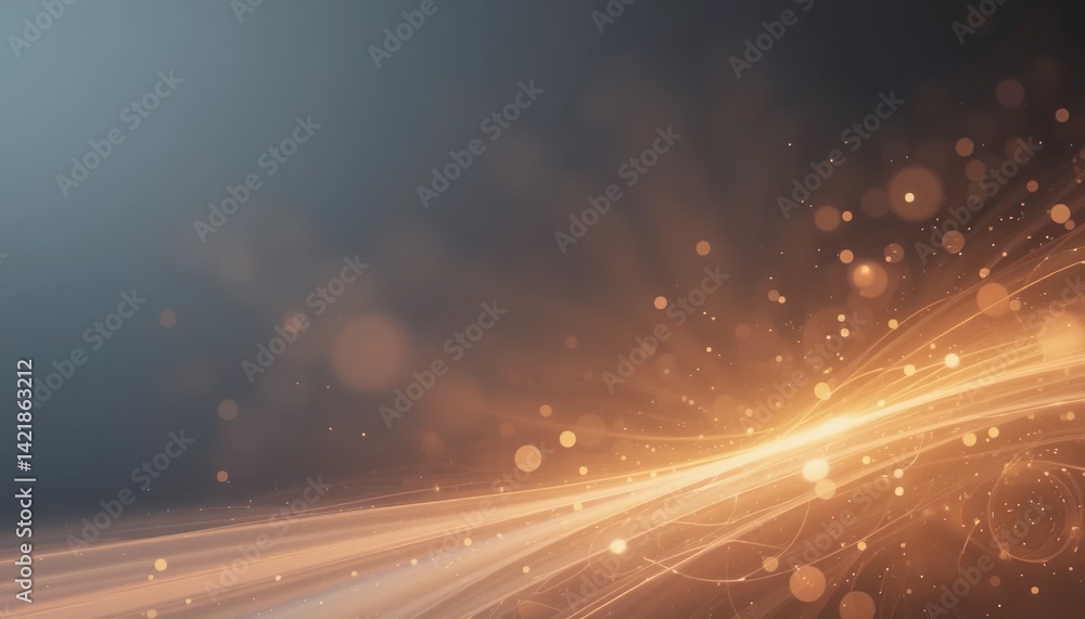 Poster dynamic light trails and sparkling effects in a dark environment abstract digital art modern aesthet