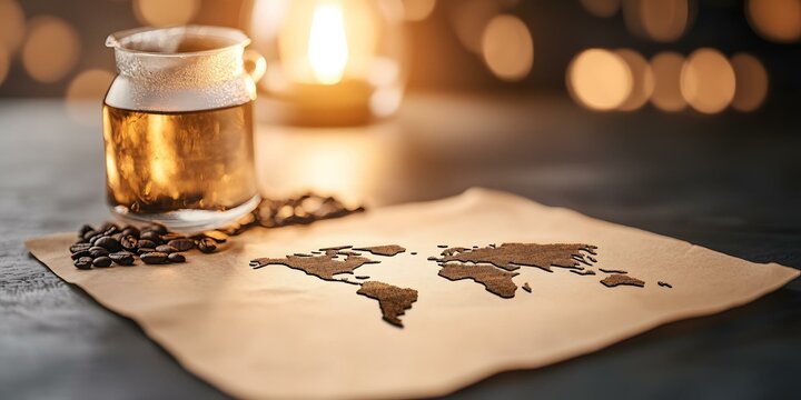 Minimalist Coffee Trade Route Map